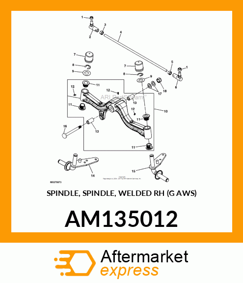 SPINDLE, SPINDLE, WELDED RH (G AWS) AM135012