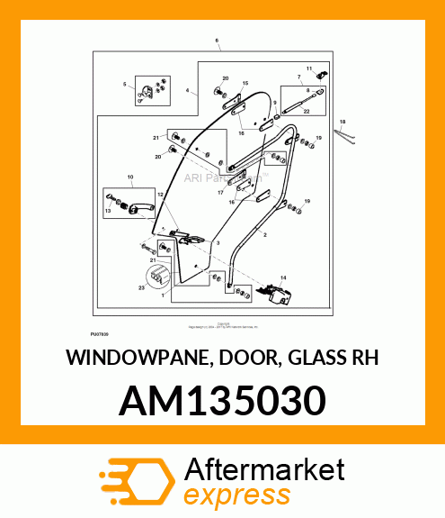 WINDOWPANE, DOOR, GLASS RH AM135030