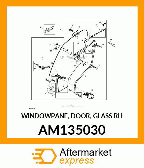 WINDOWPANE, DOOR, GLASS RH AM135030