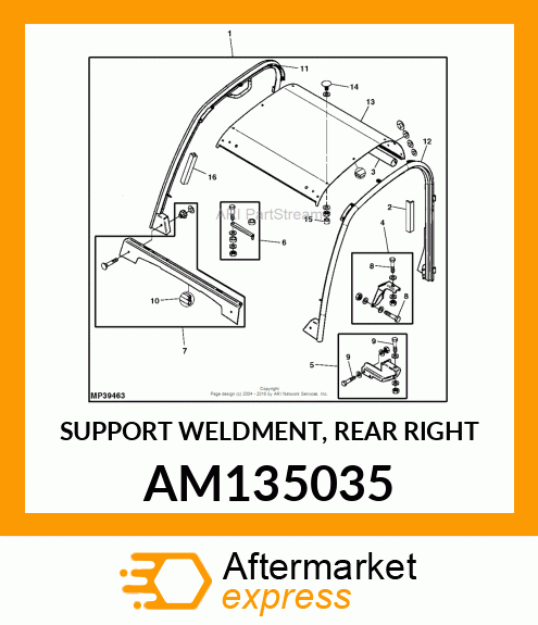 SUPPORT WELDMENT, REAR RIGHT AM135035