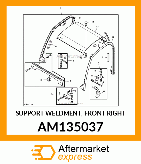 SUPPORT WELDMENT, FRONT RIGHT AM135037