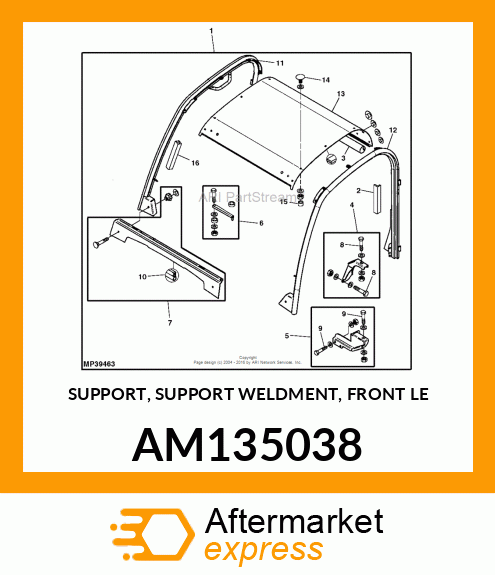 SUPPORT, SUPPORT WELDMENT, FRONT LE AM135038