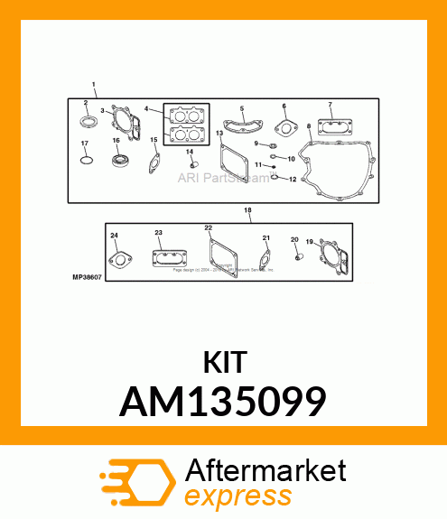 GASKET KIT, GASKET SET, VALVE AM135099