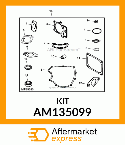 GASKET KIT, GASKET SET, VALVE AM135099