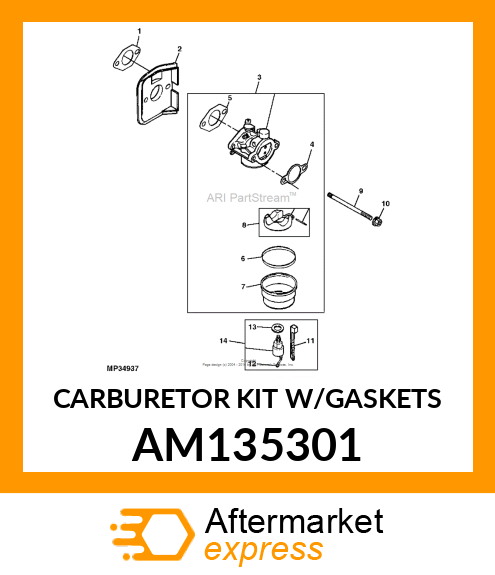 CARBURETOR KIT W/GASKETS AM135301