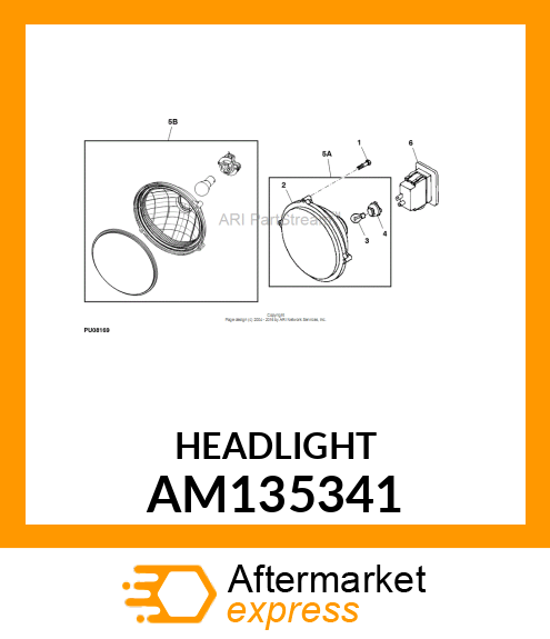 HEADLIGHT POLY LENS 48VDC AM135341