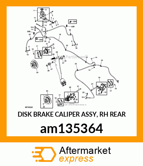 DISK BRAKE CALIPER ASSY, RH REAR am135364