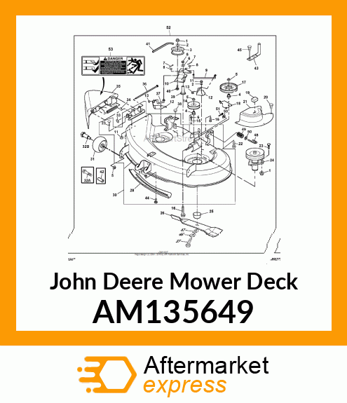 DECK, WELDED W/CHUTE AND LABELS 38" AM135649