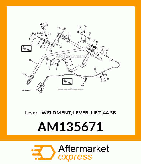 Lever - WELDMENT, LEVER, LIFT, 44 SB AM135671