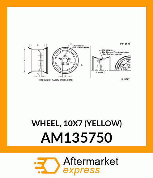 WHEEL, 10X7 (YELLOW) AM135750