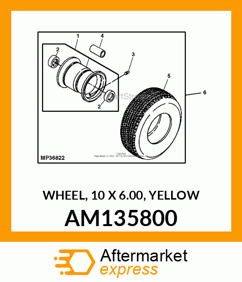 WHEEL, 10 X 6.00, YELLOW AM135800