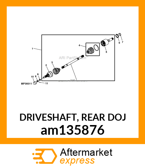 DRIVESHAFT, REAR DOJ am135876