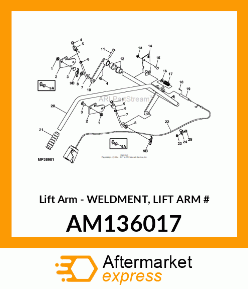 Lift Arm - WELDMENT, LIFT ARM # AM136017