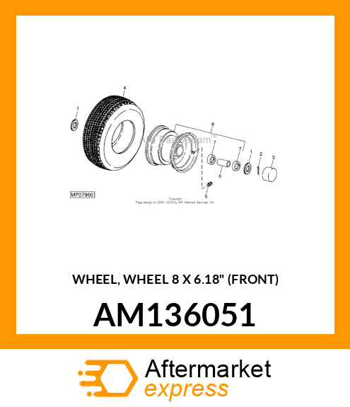 WHEEL, WHEEL 8 X 6.18" (FRONT) AM136051