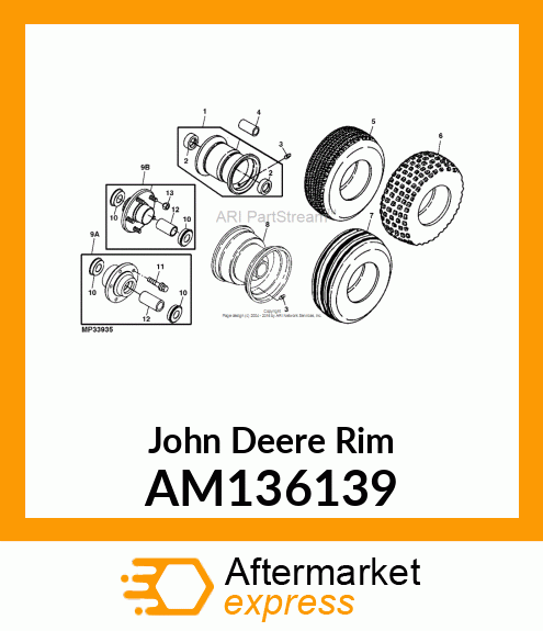 WHEEL, 10X7.75 5/4.5 (YELLOW) AM136139