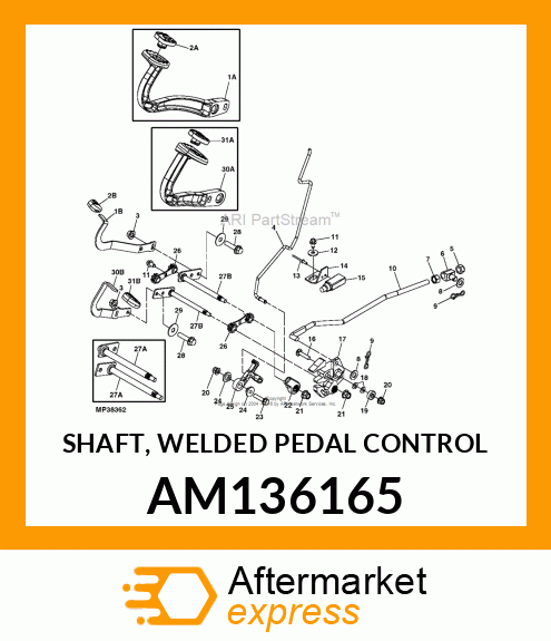 SHAFT, WELDED PEDAL CONTROL AM136165