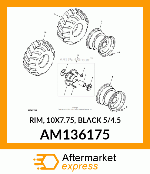 RIM, 10X7.75, BLACK 5/4.5 AM136175