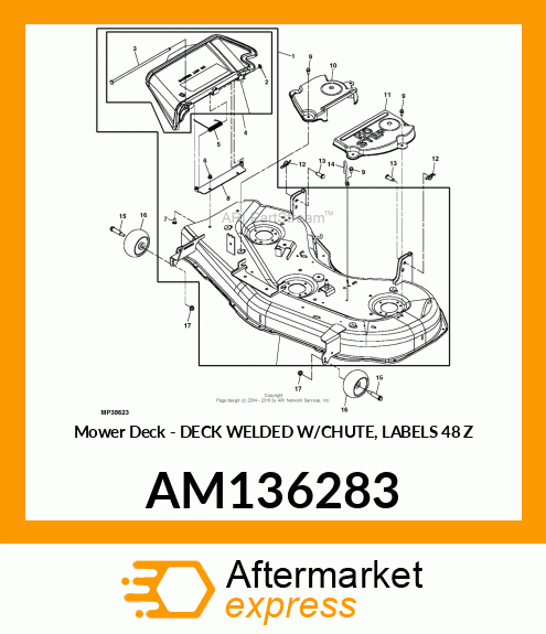 Mower Deck - DECK WELDED W/CHUTE, LABELS 48 Z AM136283