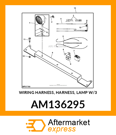 WIRING HARNESS, HARNESS, LAMP W/3 AM136295