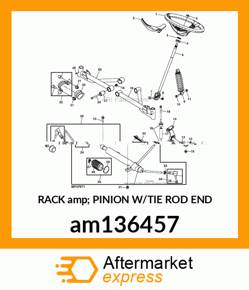 RACK amp; PINION W/TIE ROD END am136457