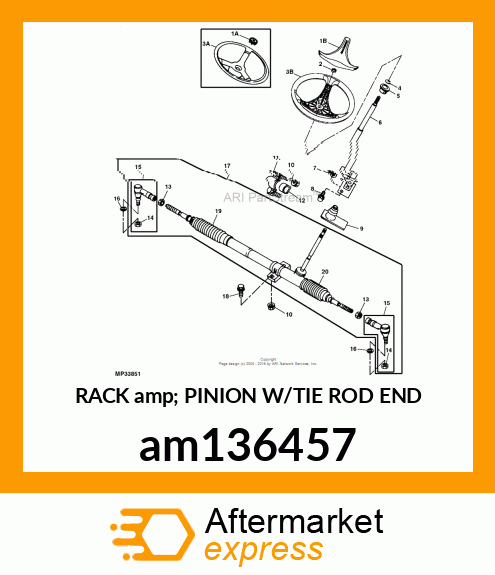 RACK amp; PINION W/TIE ROD END am136457