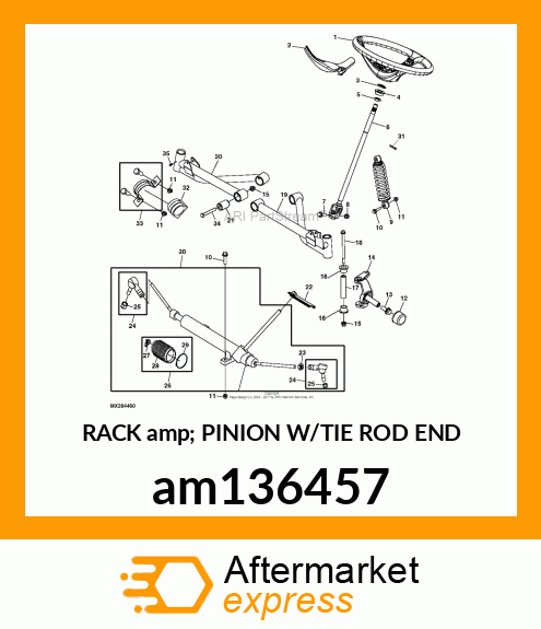 RACK amp; PINION W/TIE ROD END am136457