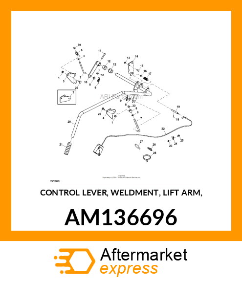 CONTROL LEVER, WELDMENT, LIFT ARM, AM136696