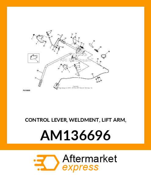 CONTROL LEVER, WELDMENT, LIFT ARM, AM136696