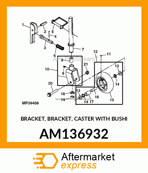 BRACKET, BRACKET, CASTER WITH BUSHI AM136932