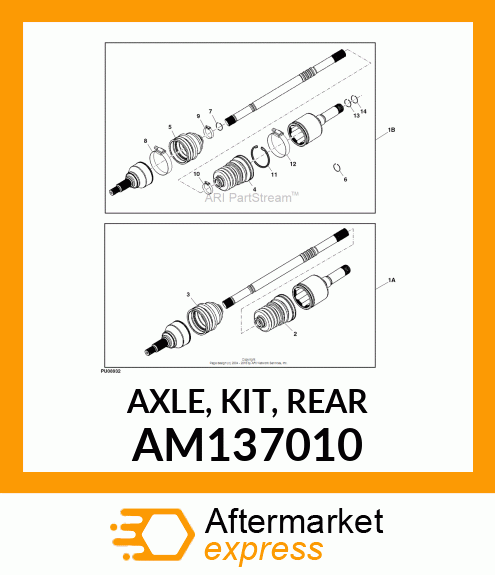 AXLE, KIT, REAR AM137010