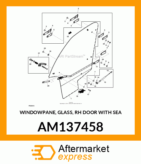WINDOWPANE, GLASS, RH DOOR WITH SEA AM137458