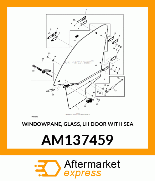 WINDOWPANE, GLASS, LH DOOR WITH SEA AM137459