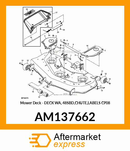 Mower Deck - DECK WA, 48SBD,CHUTE,LABELS CP08 AM137662