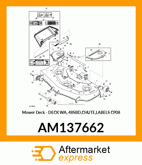 Mower Deck - DECK WA, 48SBD,CHUTE,LABELS CP08 AM137662