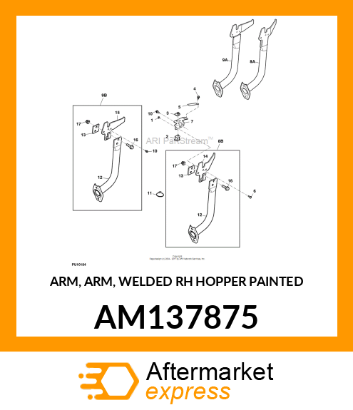 ARM, ARM, WELDED RH HOPPER PAINTED AM137875