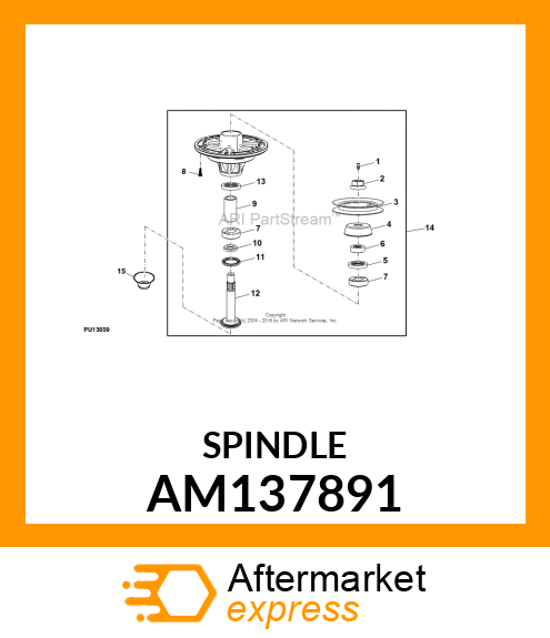 SPINDLE, 25MM SPINDLE ASSY W/ SHEA AM137891