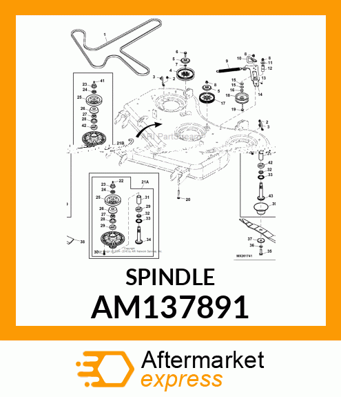 SPINDLE, 25MM SPINDLE ASSY W/ SHEA AM137891