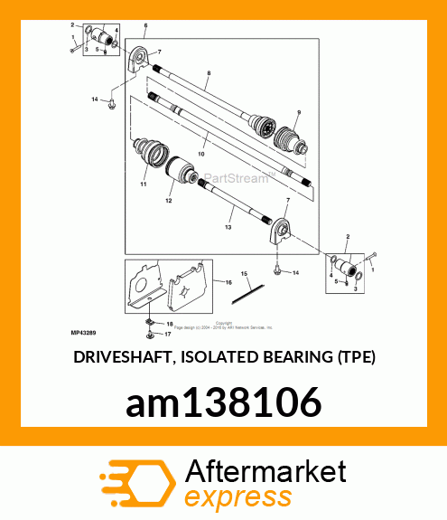 DRIVESHAFT, ISOLATED BEARING (TPE) am138106