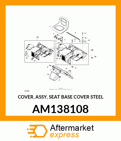 COVER, ASSY, SEAT BASE COVER STEEL AM138108