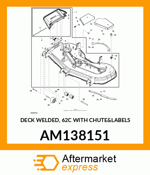 DECK WELDED, 62C WITH CHUTEamp;LABELS AM138151