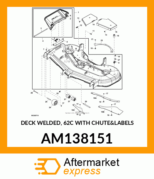 DECK WELDED, 62C WITH CHUTEamp;LABELS AM138151