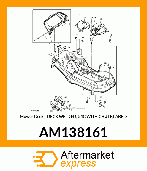 Mower Deck - DECK WELDED, 54C WITH CHUTE,LABELS AM138161