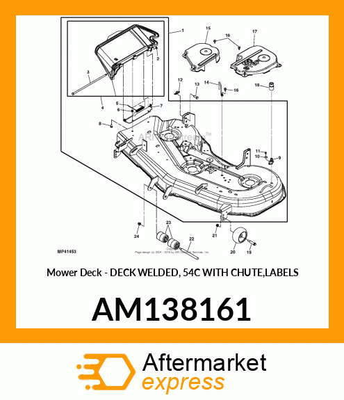 Mower Deck - DECK WELDED, 54C WITH CHUTE,LABELS AM138161