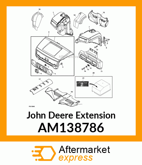 EXTENSION, RH FENDER W/ REFLECTOR AM138786