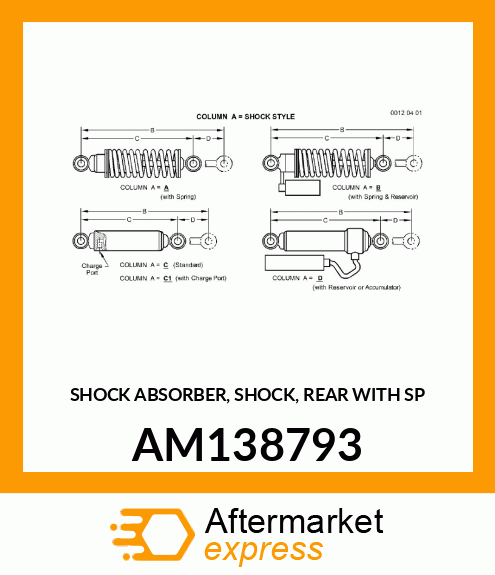 SHOCK ABSORBER, SHOCK, REAR WITH SP AM138793