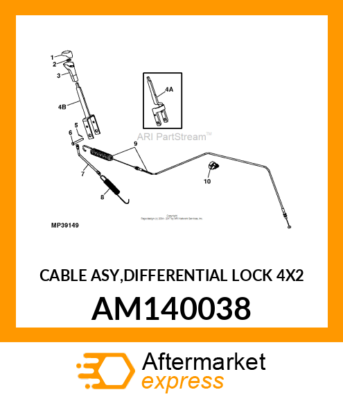 CABLE ASY,DIFFERENTIAL LOCK 4X2 AM140038