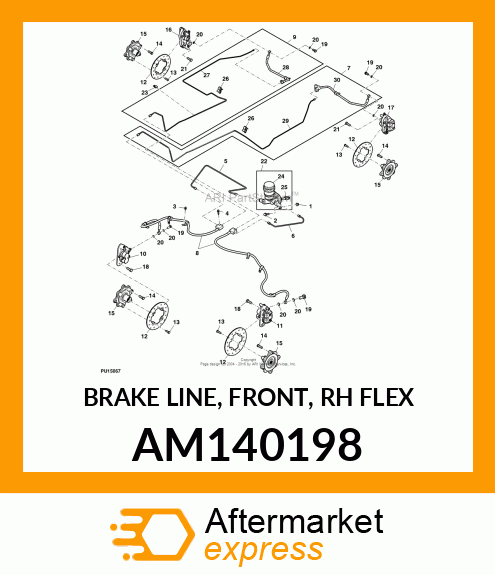 BRAKE LINE, FRONT, RH FLEX AM140198