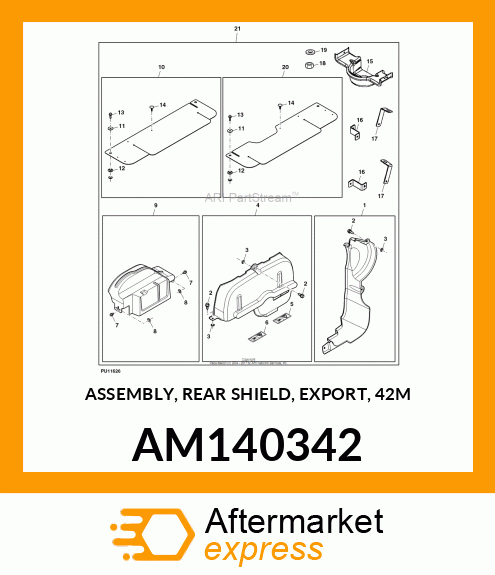 ASSEMBLY, REAR SHIELD, EXPORT, 42M AM140342