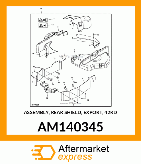 ASSEMBLY, REAR SHIELD, EXPORT, 42RD AM140345