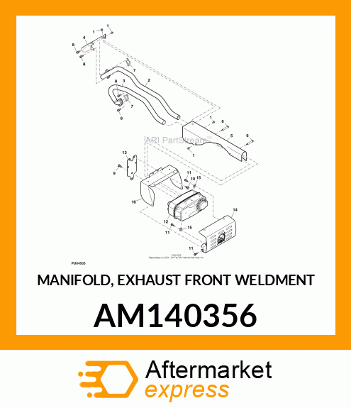 MANIFOLD, EXHAUST FRONT WELDMENT AM140356